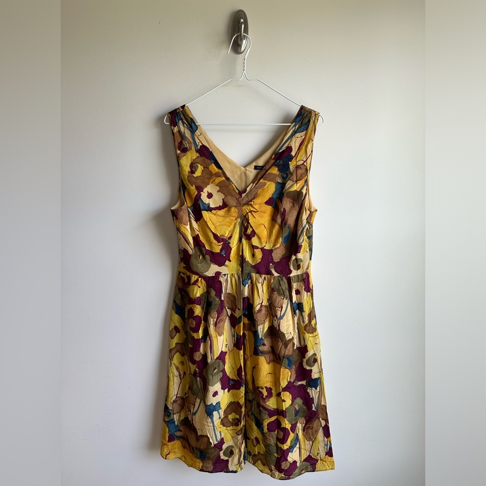 Banana Republic Yellow Floral Silk Dress, Women’s Size 14